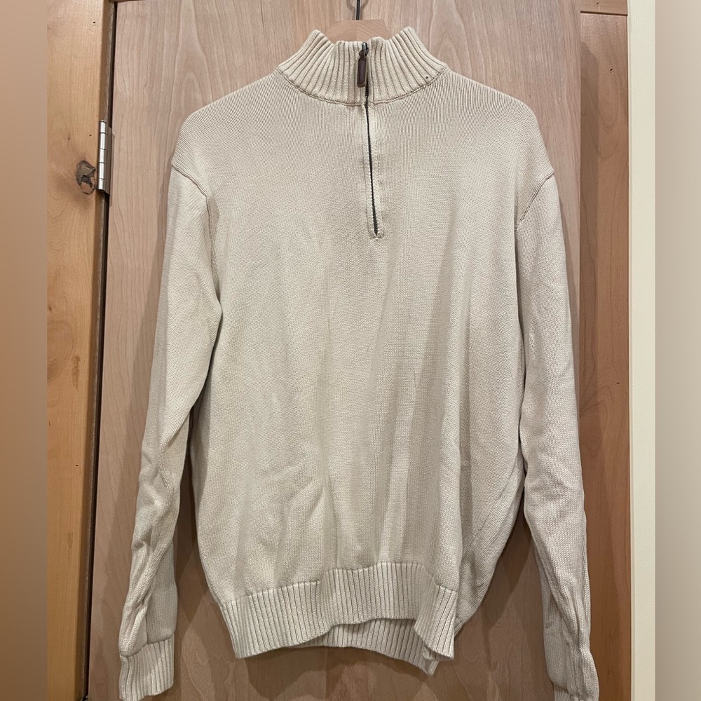 Brandy Melville white 3/4 zip oversized sweater